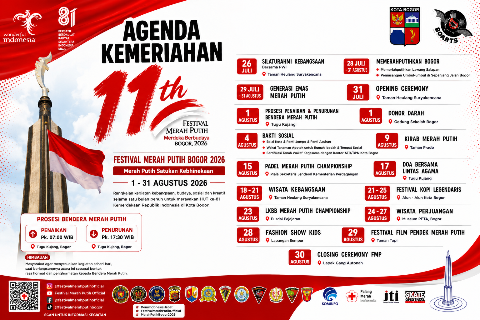 Festival Merah Putih Bogor 2026 Hadir Sebulan Penuh, Warga Diajak Rayakan Kemerdekaan dengan Puluhan Agenda Kebangsaan