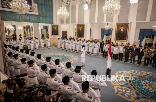 Formasi Lengkap Paskibraka 'Indonesia Berdaulat' di Istana Merdeka