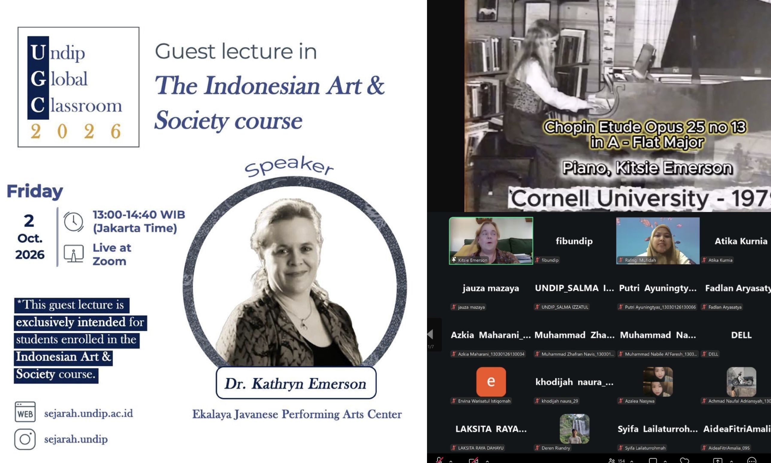 Kegiatan Menarik Belajar Seni Pertunjukan Jawa Bersama Dr. Kathryn Emerson di Undip Global Classroom Kampus Budaya